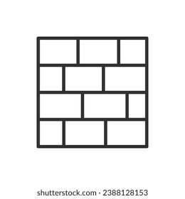 Brick wall, linear icon. Line with editable stroke