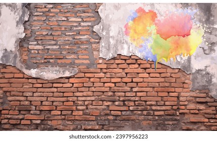 pared de ladrillo, loft, fondo, muchos colores, pared con pintura