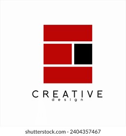 Brick wall logo design with letter E concept.