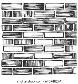 Brick wall and masonry. sketch vector. Antique styling. Element for design texture.