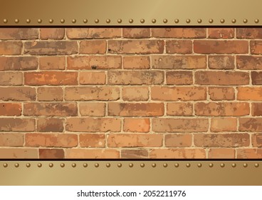 pared de ladrillo y marco metálico