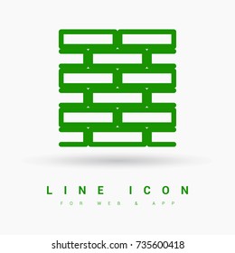 Brick wall minimal icon. Parquet line vector icon for websites and mobile minimalistic flat design.