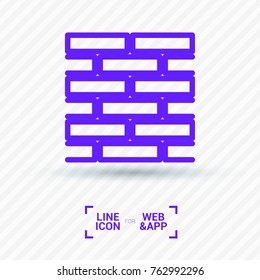 Brick wall minimal icon. Parquet line vector icon for websites and mobile minimalistic flat design.