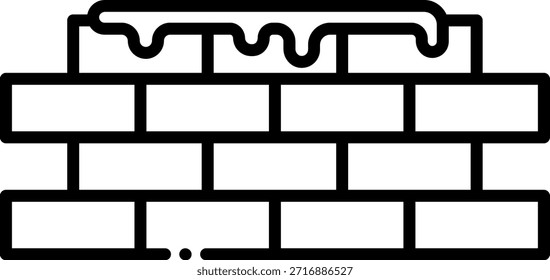 Pared de ladrillo con el icono del mortero: Construcción y construcción