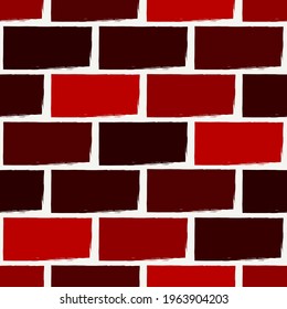 Brick wall motif handdrawn classic geometric print. Paint brush strokes seamless pattern. Freehand grunge design background. Modern urban ornament. Artistic hand drawn abstract vector wallpaper