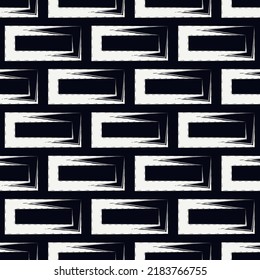 Brick wall motif handdrawn classic geometric print. Paint brush strokes seamless pattern. Freehand grunge design background. Modern urban ornament. Artistic hand drawn abstract vector wallpaper