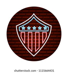 brick wall neon shield usa flag national