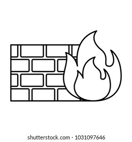 brick wall on fire flame burning