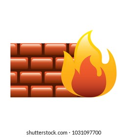 brick wall on fire flame burning