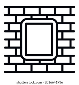 Brick wall outdoor advertising icon. Outline brick wall outdoor advertising vector icon for web design isolated on white background