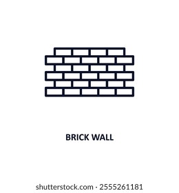 brick wall outline icon.  Thin line icon from construction tools collection. Editable vector isolated on white background