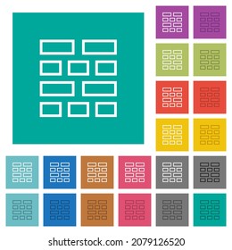Iconos planos multicolores de pared de ladrillo sobre fondos cuadrados simples. Se incluyeron variaciones de iconos blancos y oscuros para efectos de movimiento o activos.