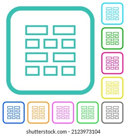 Iconos planos de colores vivos en bordes curvados sobre fondo blanco