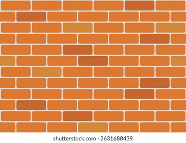 Brick Wall Pattern - Illustration, Orange Tone Blocks, White Lines, Seamless Pattern.