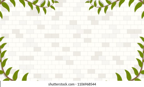 Brick wall pattern vector. 
Vines on the wall. free space for text. wallpaper. background. 