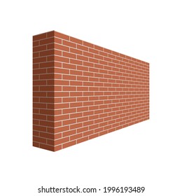 Brick wall in the perspective. Brick wall 3D vector  illustration isolated on white background