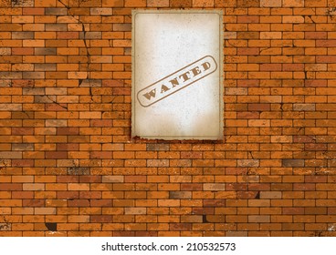 brick wall with a poster Ã?Â«WantedÃ?Â».vector illustration