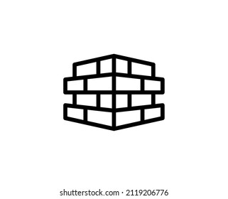 Brick wall premium line icon. Simple high quality pictogram. Modern outline style icons. Stroke vector illustration on a white background. 