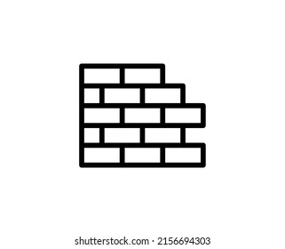 Brick wall premium line icon. Simple high quality pictogram. Modern outline style icons. Stroke vector illustration on a white background. 