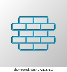 Brick wall, protection logo, outline design. Paper design. Cutted symbol with shadow