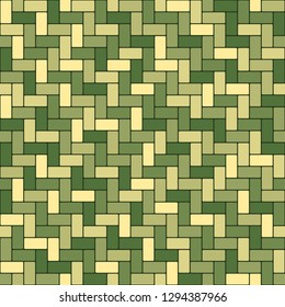 brick wall. rectangle geometric shapes. vector seamless pattern. textile paint. simple repetitive background. fabric swatch. wrapping paper. yellow and green mosaic