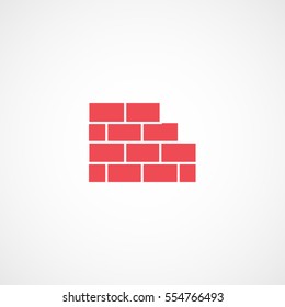 Brick Wall Red Flat Icon On White Background