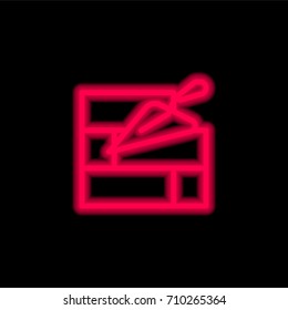 Brick wall red glowing neon ui ux icon. Glowing sign logo vector