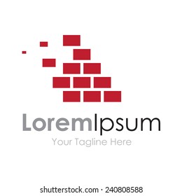 Brick Wall Red Masonry Strong Element Icon For Business Logo