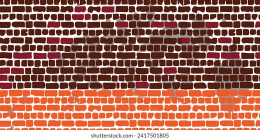 Backsteinwand, rote Reliefstruktur mit Schatten, Vektorhintergrund. roter Ziegel, Hintergrund.