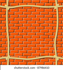 Brick wall with ropes