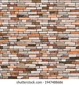 brick wall seamless pattern, building facade texture with masonry, vector colorful bricks, stone textured surface