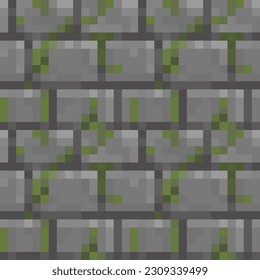 Brick wall seamless pattern in pixel art style. Abstract fashion fabric textures, pixel art vector illustration. Design for web and mobile app.