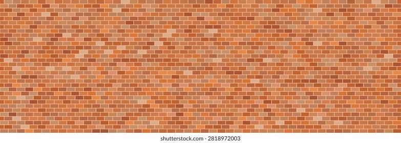 Brick wall seamless pattern. Red ceramic stone tile, brown brickwall vector illustration, old brick house construction wallpaper, flat simple rectangle block floor