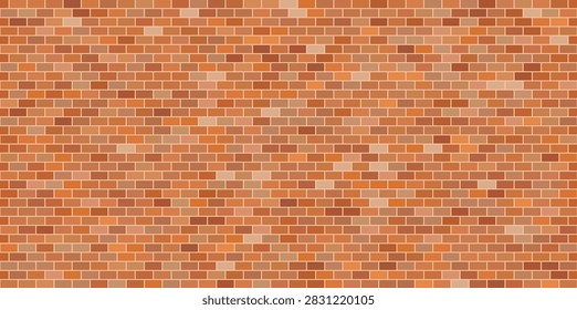 Brick wall seamless pattern. Red ceramic stone tile, brown brickwall vector illustration, old brick house construction wallpaper, flat simple rectangle block floor