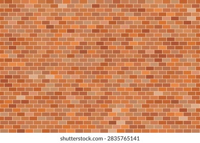 Brick wall seamless pattern. Red ceramic stone tile, brown brickwall vector illustration, old brick house construction wallpaper, flat simple rectangle block floor
