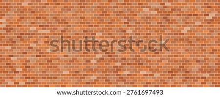 Brick wall seamless pattern. Red ceramic stone tile, brown brickwall vector illustration, old brick house construction wallpaper, flat simple rectangle block floor
