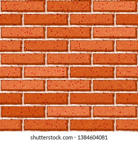 Brick wall seamless pattern. Repeating texture of brickwork. Vector illustration.