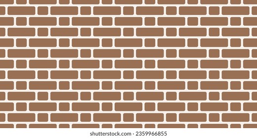 Brick wall seamless pattern. Simple endless architecture background. Brown geometric repeatable brickwork texture