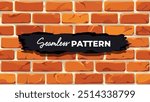 Brick wall seamless pattern. Vector illustration. Red color. Cartoon design. Flat style. High detailed. Wall texture background. Stone blocks. Realistic. Eps10.