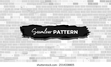 Brick wall seamless pattern. Vector illustration. Whie color. Cartoon design. Flat style. Minimalism. Wall texture background. Stone blocks. Realistic. Eps10.