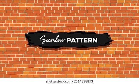 Brick wall seamless pattern. Vector illustration. Red color. Cartoon design. Flat style. Minimalism. Wall texture background. Stone blocks. Realistic. Eps10.