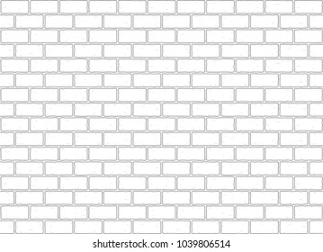 La textura perfecta de la pared de ladrillo. Contorno negro aislado. Ilustración vectorial del fondo arquitectónico