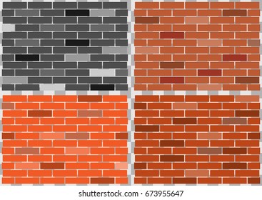 brick wall set pattern template vector illustration high quality background wallpaper poster banner mobile app web image grey side building front high quality old vintage minimalistic