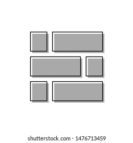 Brick wall sign. Black line icon with gray shifted flat filled icon on white background. Illustration.
