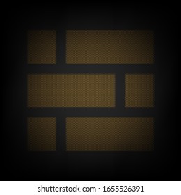 Brick wall sign. Icon as grid of small orange light bulb in darkness. Illustration.