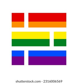 Brick wall sign. Rainbow gay LGBT rights colored Icon at white Background. Illustration.