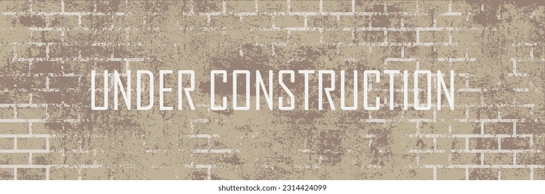 señal de pared de ladrillo. En construcción.