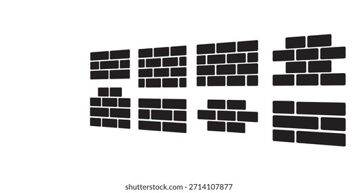 Silueta de pared de ladrillo en negro | Vector de ilustración de patrón de construcción Formato