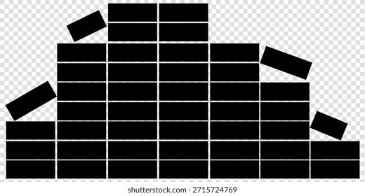 Silueta de pared de ladrillo en negro | Vector de ilustración de patrón de construcción Formato