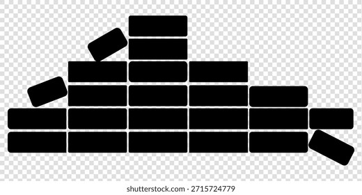 Brick Wall Silhouette in Black | Construction Pattern Illustration Vector Format